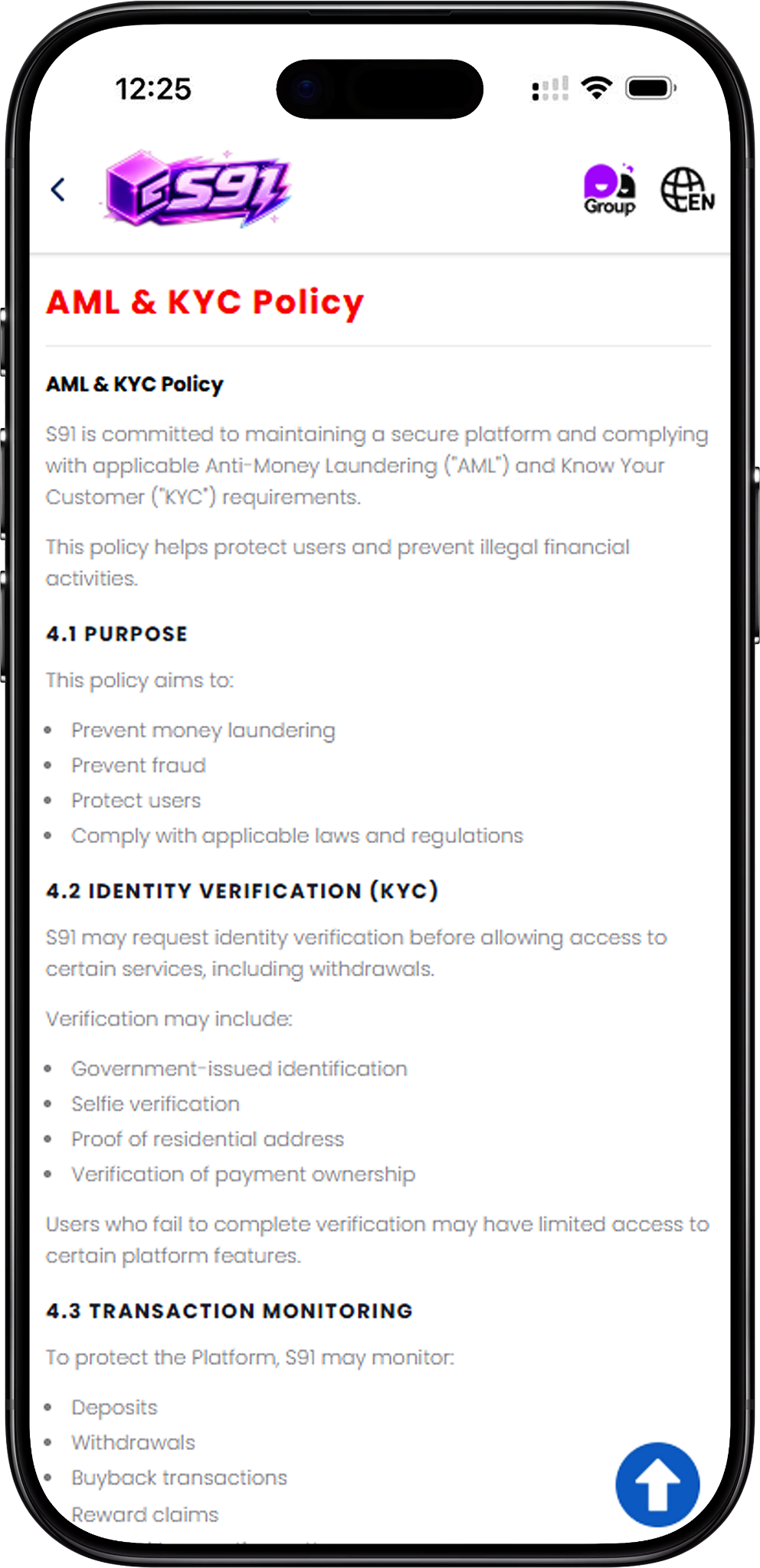 Purpose of the S91BOX AML & KYC Policy